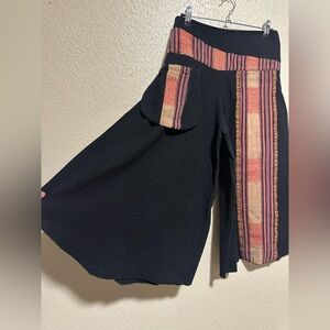 Bohemian Wide Leg Cropped Pants 100 Cotton Size Small‎